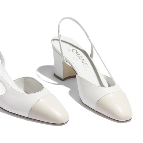 white chanel slingbacks